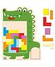Webby Wooden Alligator Tetris Brain Teaser Puzzle Dark Green- 26 Pieces