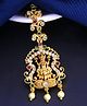 Yellow Chimes Classic AD/American Diamond Studded Gold Plated Lakshmi Design Maang Tikka for Women and Girls, Multicolor, Medium