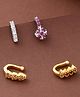 Yellow Chimes Nose Pins for Women Set of 4 Nose Rings Gold Silver Plated Traditional American Diamond Clip-On Nose Pins for Women and Girls.
