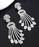 Yellow Chimes Crystal Diamond Applique Long Earrings - Silver