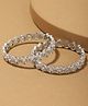 Yellow Chimes Bangles for Women Silver Toned White AD/American Diamond Studded Floral Designed 2 Pcs Set Bangles for Women and Girls
