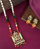 Yellow Chimes Jewellery Set For Women Long Kundan Beaded Charm Attached Necklace Set With Earrings For Women and Girls