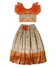 Young Birds Short Frill Sleeves Flounce Detailed & Floral Designed Choli With Coordinating Heavy Hem Detailed Lehenga - Orange