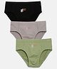 Mackly Boys Pack Of 3 Bear Printed Briefs - Black Grey & Olive Green