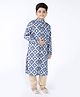 Tabard Full Sleeves Blocks Motif Printed Kurta Set - Blue