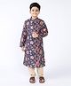 Tabard Full Sleeves Seamless Vintage Wallpaper Style Floral Printed Kurta With Pyjama - Blue