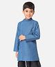 Tabard Full Sleeves Solid Side Buttoned Detail Kurta - Blue