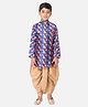 Tabard Full Sleeves Squares Printed Kurta - Blue