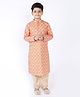 Tabard Full Sleeves Elephants Printed Kurta - Orange