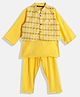 READIPRINT Full Sleeves Solid Kurta & Pyjama With Seamless Design Detailed Jacket - Yellow