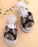Earthy Touch Printed Ethnic Footwear with Back Strap - Navy Blue