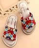 Earthy Touch Printed Ethnic Footwear with Back Strap - Red
