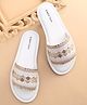 Earthy Touch Slip On Ethnic Wear Embroidered Mojaris Embellished with Sequins - White