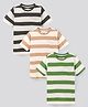 Primo Gino 100% Cotton Half Sleeves Striped T-Shirts Pack Of 3 - Brown Green & Grey