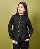 Lilpicks Couture Full Sleeves Solid Button Down Shirt Collar Belted Denim Jacket - Black