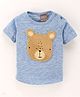 Little Kangaroos Cotton Half Sleeves T-Shirt Wolf Print -  Sky Blue
