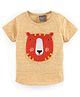 Little Kangaroos Cotton Half Sleeves T-Shirt Wolf Print - Yellow