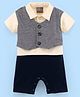 Little Kangaroos Half Sleeves Striped Romper - Butter