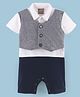 Little Kangaroos Half Sleeves Striped Romper - White