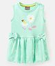 Little Kangaroos Sleeveless Bee Print Frock with Bow Applique - Green