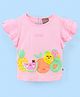 Little Kangaroos Cotton Half Sleeves Top Fruits Printed - Pink
