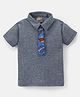 Little Kangaroos Half Sleeves T-Shirt With Tie Solid - Navy