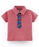 Little Kangaroos Cotton Half Sleeves T-Shirt With Tie Solid - Red