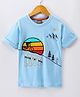 Little Kangaroos Half Sleeves T-Shirt With Embroidery- Blue