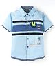 Little Kangaroos Half Sleeves Text Patch and Print - Blue