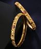 Yellow Chimes Bangles Set Of 2  Gold Toned Floral Designed Meenakari Touch Traditional Bangles  - Gold & Red