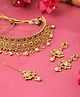 Yellow Chimes Jewellery Set For Women Gold Plated Crystal Studded Floral Designed Traditional Choker Necklace Set with Earrings and Mangtikka For Women and Girls