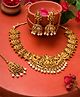 Yellow Chimes Jewellery Set for Women Gold Plated Traditional Temple Jewellery Set Antique Necklace Set with Earrings and Maangtikka for Women and Girls