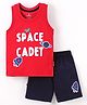 Child World Cotton Knit Sleeveless T-Shirt & Short Set Space Cadet Print - Red