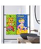 Sassoon 100% Cotton 300 GSM Kids Cartoon Super Soft Printed Hand Towel for Bathroom Pack  of 2- Blue Green