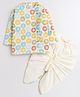 Polka Tots Full Sleeve All Over Star Fish Print Kurta With Coordinating Dhoti - Multi Colour & Cream