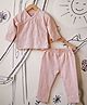 Love The World Today Full Sleeves Solid Kimono Top With Pant - Pink