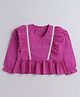 Aww Hunnie 100% Cotton Full Sleeves Solid Ruffle Lace Top - Purple