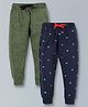 Plum Tree Combo Of 2 Cricket Helmet & Leaf Printed Joggers - Blue & Green