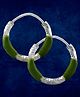 Taraash 925 Sterling Silver Olive Green Enamel Hoops Earrings -  0.82 g