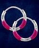 Taraash 925 Sterling Silver  Enamel Hoops Silver Weight 0.82 g - Pink & Silver
