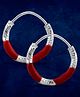Taraash 925 Sterling Silver Enamel Hoops Silver Weight 0.82 g - Red & Silver