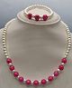 Little Blossom Holographic Bead Embellished Necklace & Bracelet - Pink