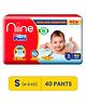 Niine Baby Diaper Pants Small(S) Size (4-8 KG) 40 Pants for Overnight Protection with Rash Control