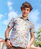 Pine Kids 100% Cotton Half Sleeves Shirt Conversational Print - Blue