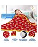 Babywish GOTS Certified Cotton Baby Dohar Blanket for Kids Thermal Soft Crib Blanket All Seasons Quilt for NewBorn Toddler Bed Blanket Giftset - Toy Printed Theme Red