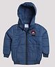 TOONYPORT Full Sleeves Enter Patch Detail Quilted Hooded Jacket - Blue