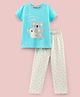 Lazy Bones Sinker Half Sleeves Night Suit Koala Print - Coral Blue