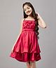 Stylo Bug Sleeveless Shoulder Strap Solid Back Smocked Layered Party Wear Dress - Red
