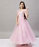 Stylo Bug Puffed Half Sleeves Solid Frill At Waist Detailed A Line Gown - Pink