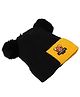 Kid-O-World Textured & Double Pom Pom Embellished Panda Patched Cap - Black